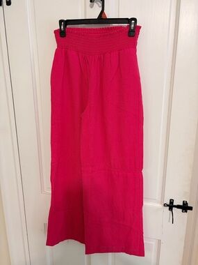 Love Tree Bright Fuchsia Flowy Linen Pants